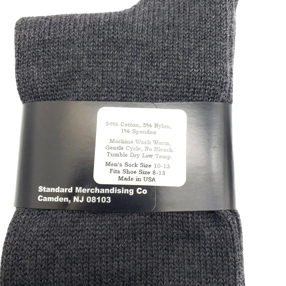 94% Cotton‎ Crew Socks Gray Mens Soft Casual Dress Over Calf Grey Size 10-13 NEW